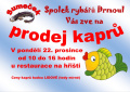 Plakát na&nbsp;prodej kaprů v&nbsp;Drmoulu 19.12.2025