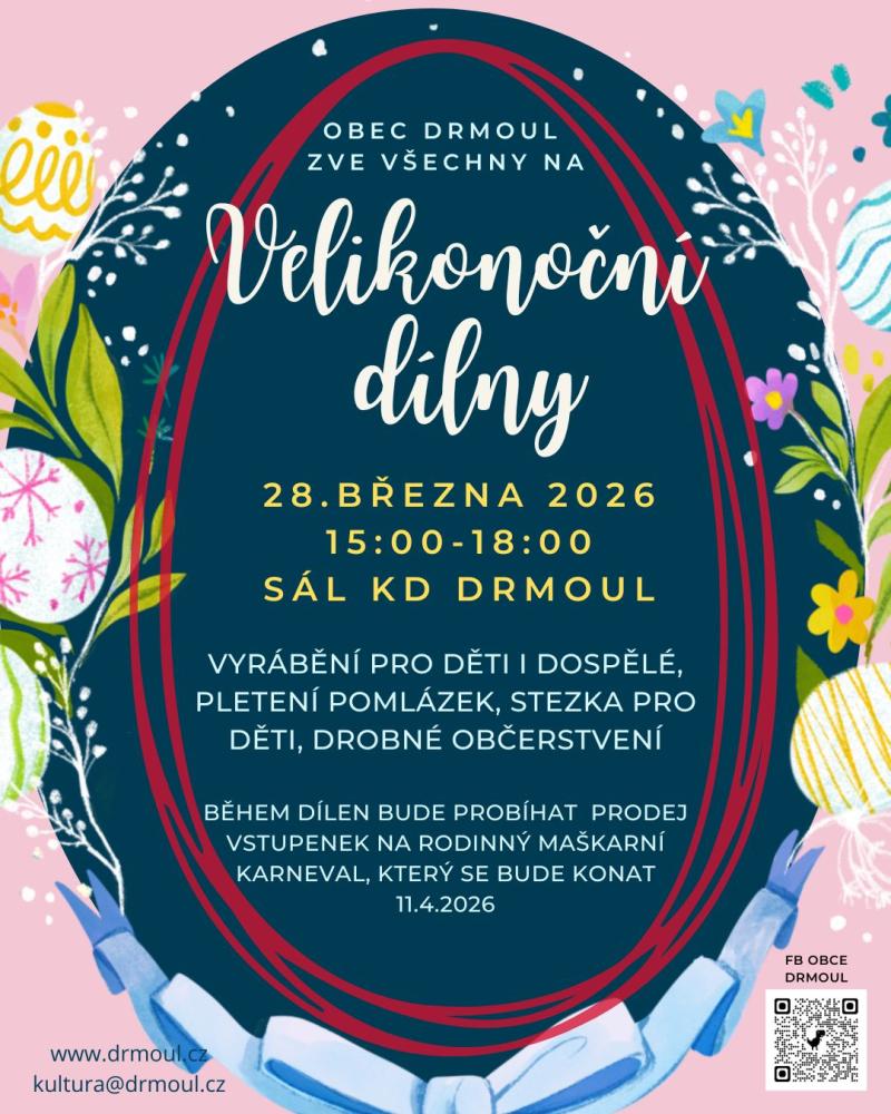 Plakát - Velikonoční dílny v Drmoulu 2026